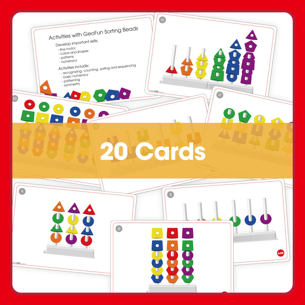 Edx Education – Downloadable GeoFun Sorting Beads Activity Cards 20 Cards – Product Lifestyle Image