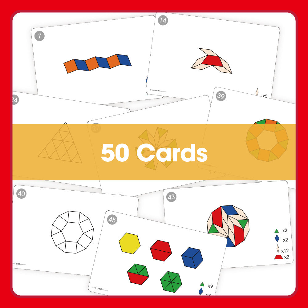 Edx Education – Downloadable FunPlay Pattern Blocks Set Activity Cards 50 Cards – Product Lifestyle Image