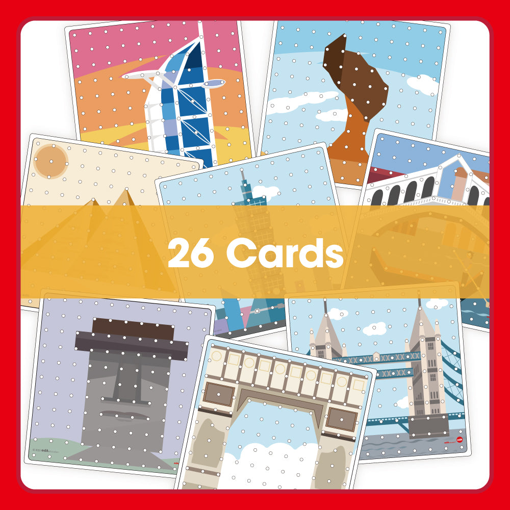 Edx Education – Downloadable Geoboard Activity Cards Around the World 26 Cards – Product Lifestyle Image
