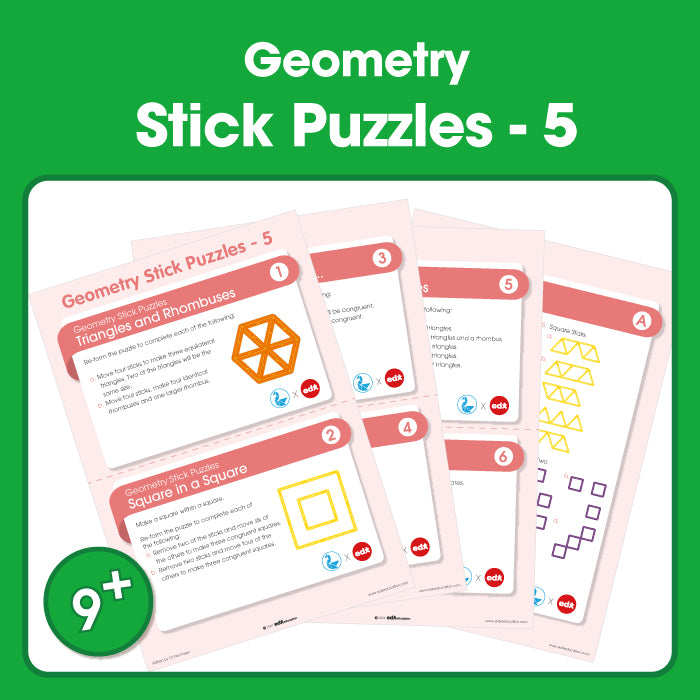 Edx Education – Geometry Stick Puzzles 5 Grade 4 and 5 – Product Main Image