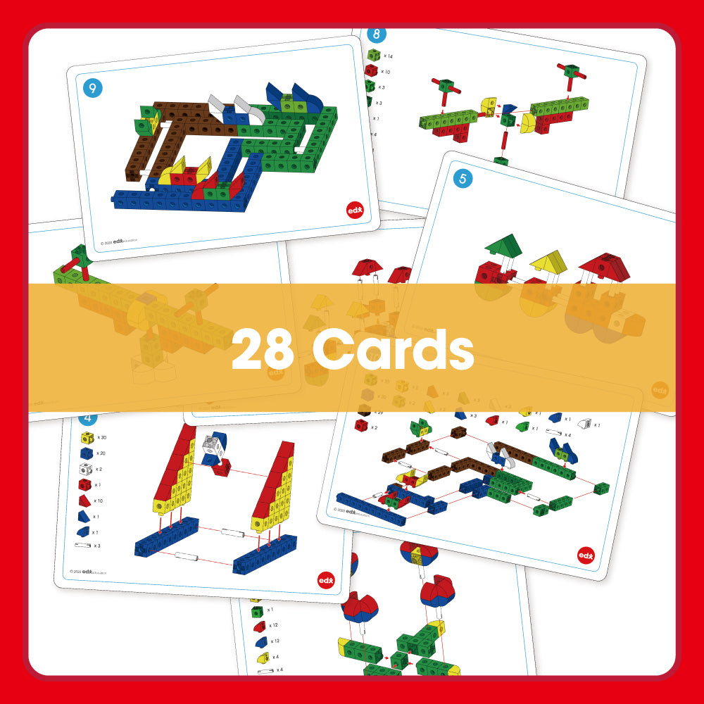 Edx Education – Downloadable Linking Cubes Theme Park Construction Activity Cards 28 Cards – Product Lifestyle Image