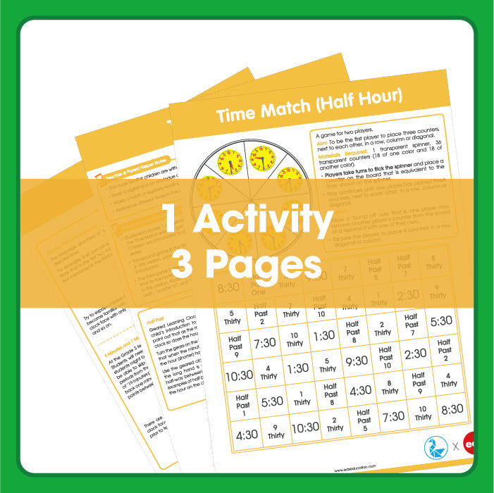 Edx Education – Time Match Half Hour Spinner Game 6 Plus – Product Lifestyle Image