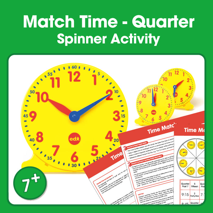Edx Education – Time Match Quarter Hour Spinner Game 7 Plus – Product Main Image