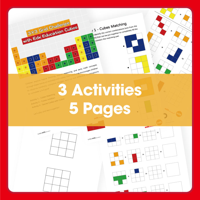 Edx Education – 3x3 Grid Challenge with Linking Cubes – Product Lifestyle Image