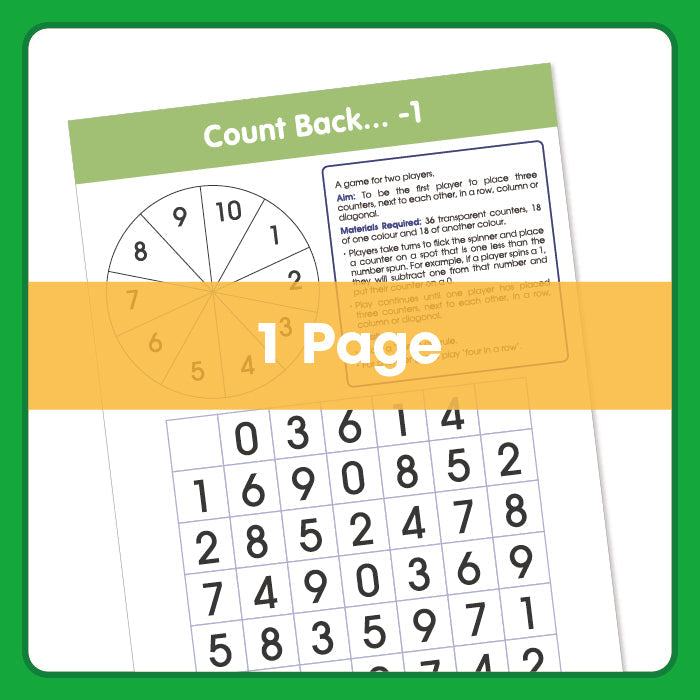 Edx Education – Board Games Count Back -1 Grade 1 – Product Lifestyle Image