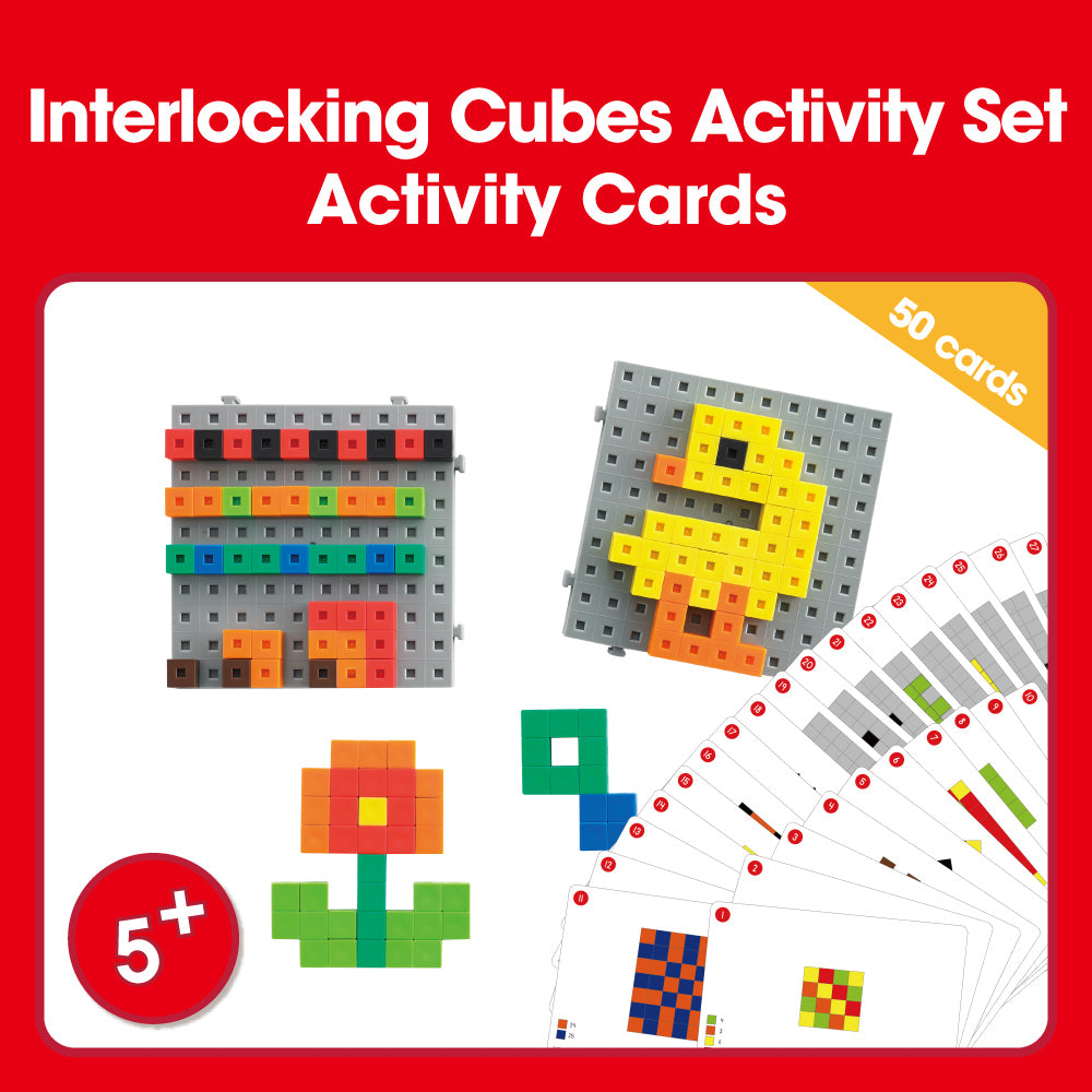 Edx Education – Downloadable Interlocking Cubes Activity Cards (50 Cards) – Printable Geometry and Number Concepts Activity – Product Main Image
